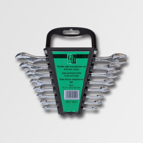 Obrázek Sada plochých klíčů 6-22mm chrom 8 dílů - plastový držák