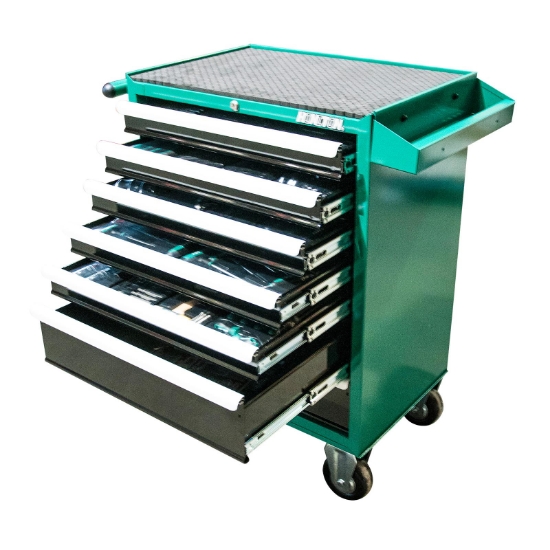 Obrázek Montážní vozík na nářadí kovový vybavený 677x459x1000mm 215 dílů