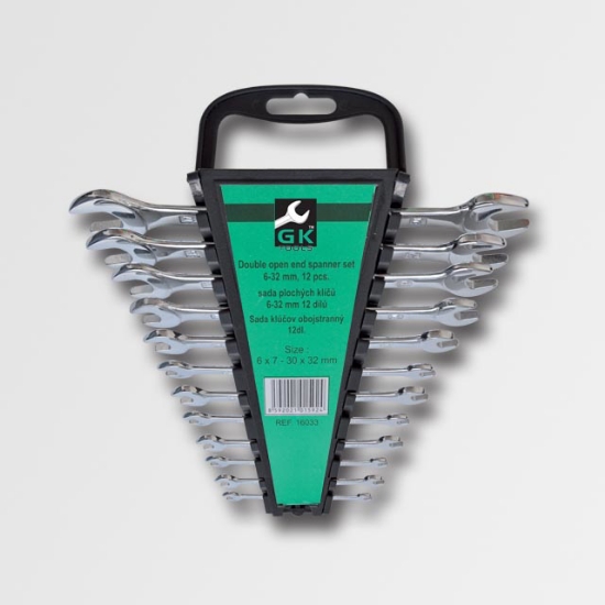 Obrázek Sada plochých klíčů 6-32mm chrom 12 dílů - plastový držák